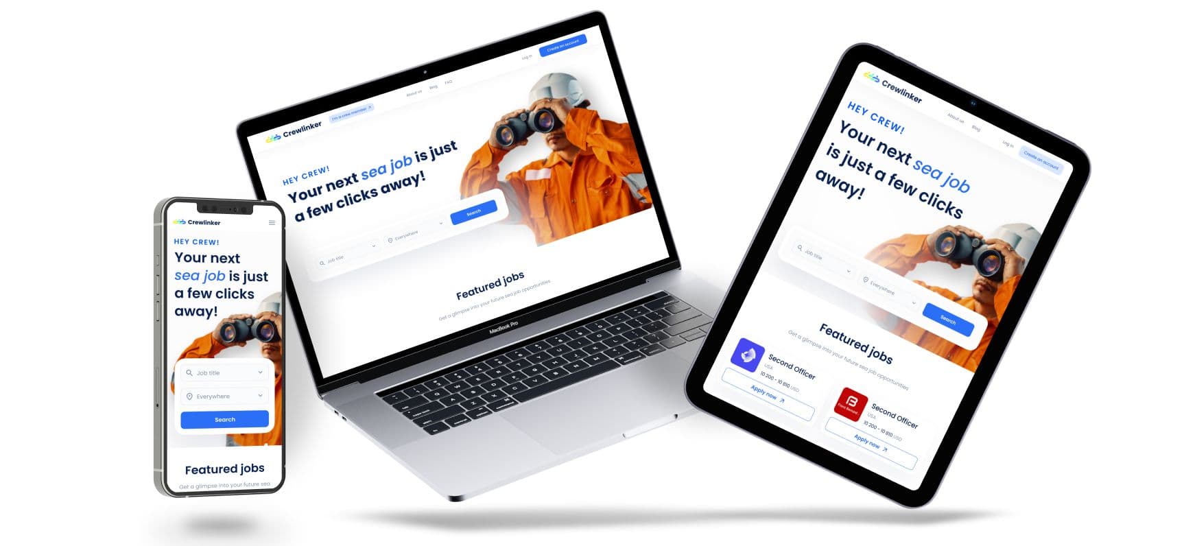 Crewlinker can be used on mobile, tablet and laptop
