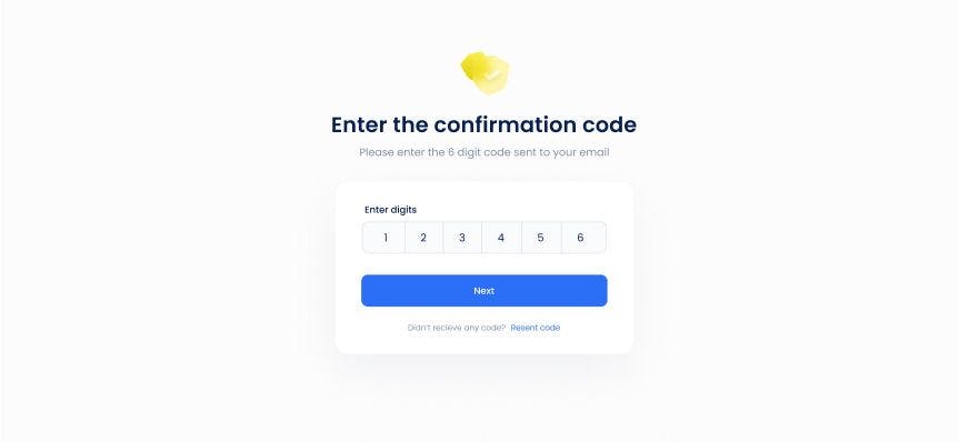 Enter confirmation code during registration on Crewlinker